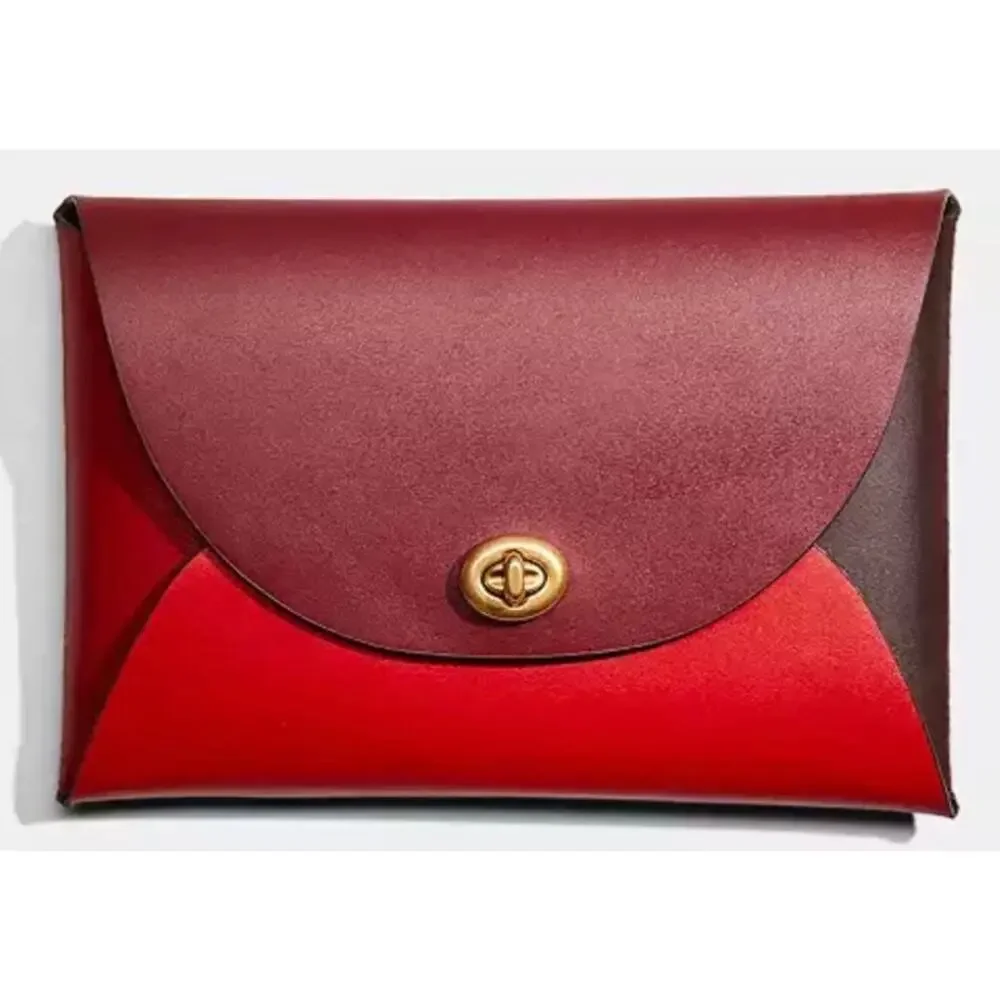 COACH - Remade Colorblock Large Pouch RED